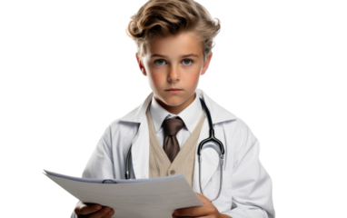 Boy in Medical Scrubs On Isolated Background