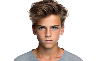 Steadfast Stare of Youth On Isolated Background