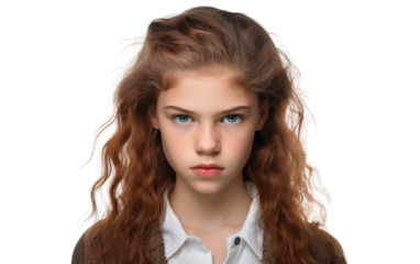 Girl's Steely Resolve On Isolated Background