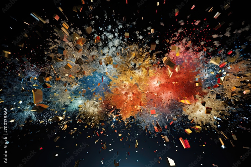 Poster background colorful fractal burst and sparks generative ai