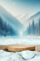 Desk of free space cover of snow and frost.  - 700141669