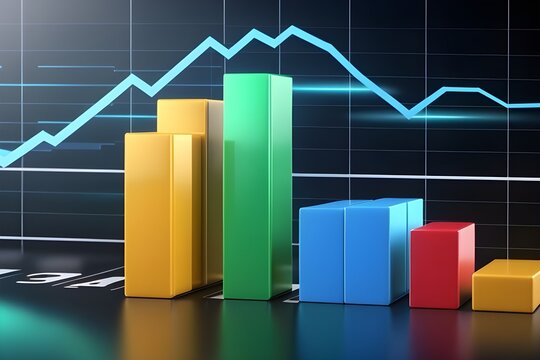 Bar chart symbolizing economic growth and wealth creation, generative AI, background image