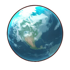 blue earth globe -  planet cartoon on transparent background 