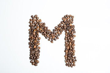 Letter M of coffee beans