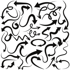 Elegant arrows set for business plan, presentation and education. Sign, Symbol, Hand drawn arrow collection.Set of hand-drawn arrows isolated on white background