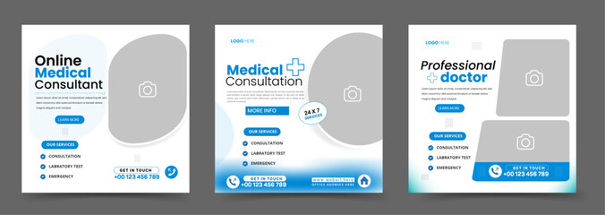 Healthcare or Medical social media post template - obrazy, fototapety, plakaty