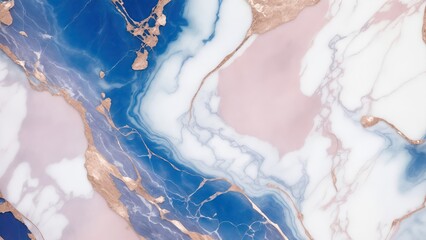 Fototapeta premium Blue and Rose Gold Marble Stone Background