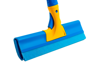 Close-up of a blue plastic cleaning brush