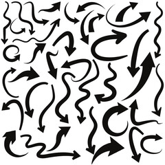 Elegant arrows set for business plan, presentation and education. Sign, Symbol, Hand drawn arrow collection.Set of hand-drawn arrows isolated on white background