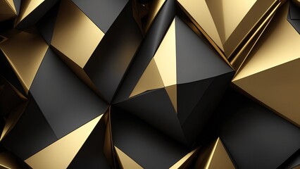 Obraz premium Black and gold 3d triangles background
