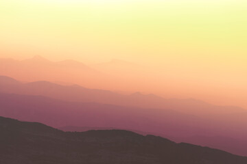 Layered sunrise in the mountains. Travel in Armenia. Travel in Armenia