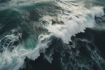 aerial view of wild stormy waves. Generative AI