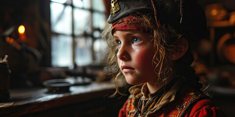 Adventurous Maritime Exploration: Children Sporting Pirate Hats, Embarking on an Exciting Journey...
