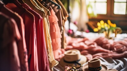 Closet Decluttering, open closet sorting through clothes