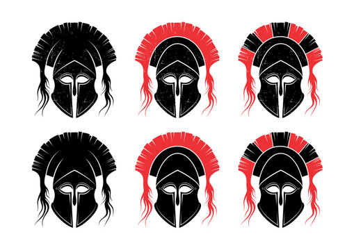 Variations of an ancient Spartan helmet stamp design