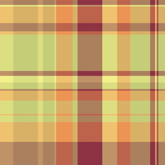 Amber background seamless texture, classic pattern textile check. Postcard tartan fabric vector plaid in orange and amber colors.