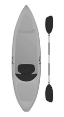 Grey kayak boat with paddle. vector