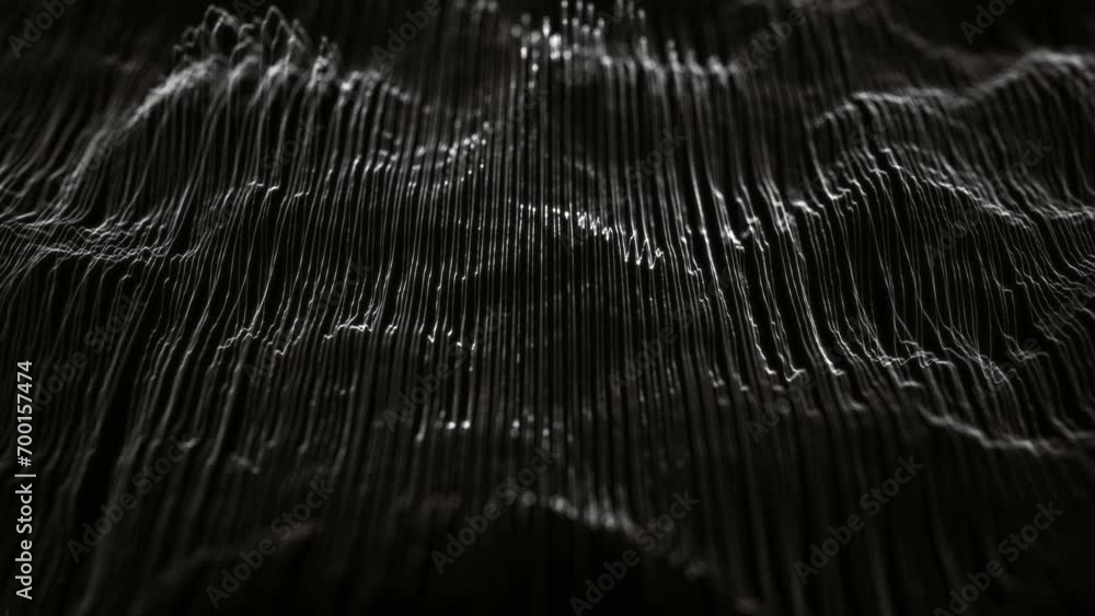 Poster minimal design waving mesh lines background/ 4k motion graphics of an abstract fractal organic mesh 