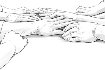 Continuous one line drawing of business people teamwork.  on transparency generative AI 