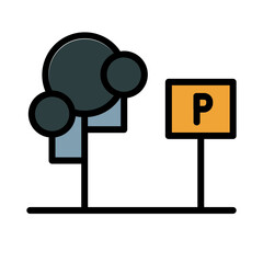 Parking Garden Tree Filled Outline Icon