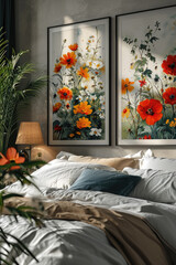 Wohnzimmer mit Mohnbilder