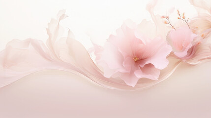 Abstract pink pastel flower luxury on silk pink pastel background