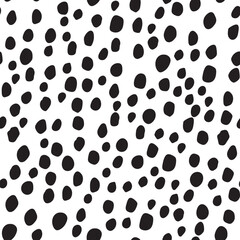 Animal Blot. Seamless Fur Background. Black Animal Grunge. Speckle Paint Blob. Dalmatian Dog Texture. Isolated Ink Cheetah Blotter. Polkadot Dots Pattern White Fluid Dot. Oval Dirt. Vector Shape.