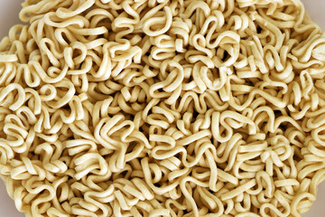 Traditional asian instant noodles texture for background close up. Japanese dry food