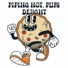 Pizza Character Design With Slogan Pipping hot, Pure delight