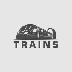 Train logo vector illustration design.fast train logo.High speed train silhouette logo-vector illustration