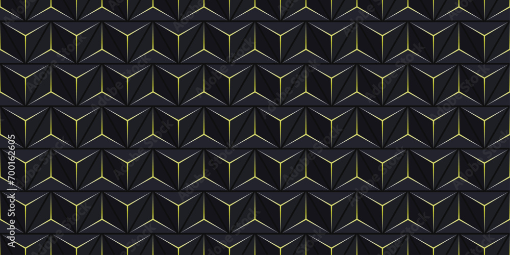 Fototapete Pattern of dark 3D cubes. Vector repeating pattern of cubes. Vector seamless pattern for printing.