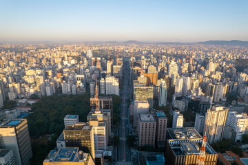 Vista aérea da região da Avenida Paulista, São Paulo, Brasil