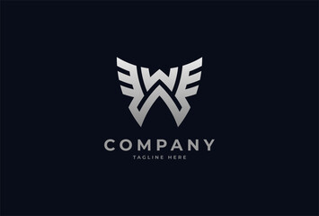 Initial W wing logo design, modern letter W with wing combination, vector illustration