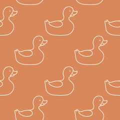 Cartoon little Duck Seamless Pattern. Flat style.