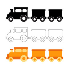 isolated train in silhouette colored and line style design vector