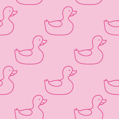 Cartoon little Duck Seamless Pattern. Flat style.