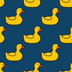Cartoon little Duck Seamless Pattern. Flat style.