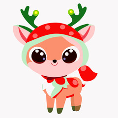 Naklejka premium Festive Cartoon Reindeer