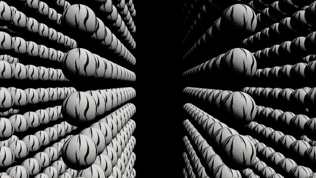 black and white background. Abstract silver 3d rendering, moving round background, modern animation, motion design, Animation Loop 4K