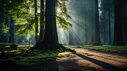 Obraz premium Ancient Trees Clearing in Old Growth Forest