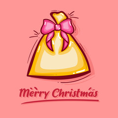 cute christmas gift on pink background	
