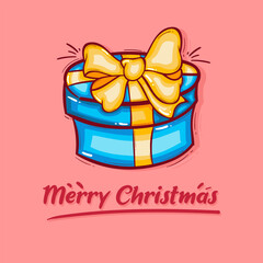 cute christmas gift on pink background	
