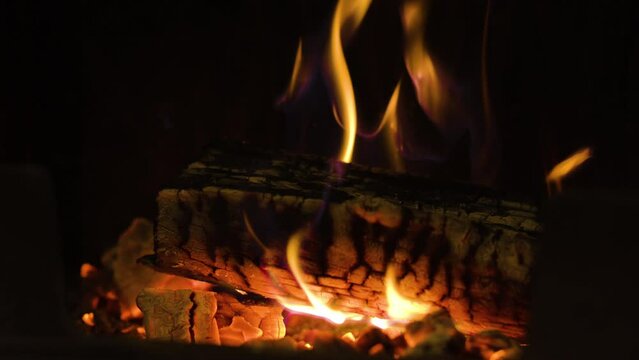 Burning fires in the fireplace flame