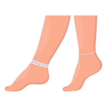 Icon of female legs with jewelry. Cartoon illustration of female legs vector icon for web
