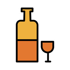 Alcohol Bottle Wine Filled Outline Icon