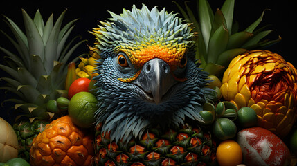 Obraz premium Realistic Fruits and animals mixed together