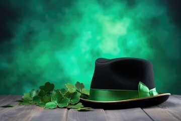 Green Leprechaun Hat background. St. Patrick's Day Concept. Green dwarf hat Illustration for web, poster, print, wallpaper. - obrazy, fototapety, plakaty