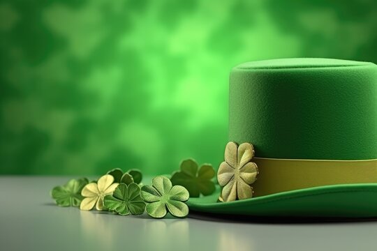 Green Leprechaun Hat background. St. Patrick's Day Concept. Green dwarf hat Illustration for web, poster, print, wallpaper.