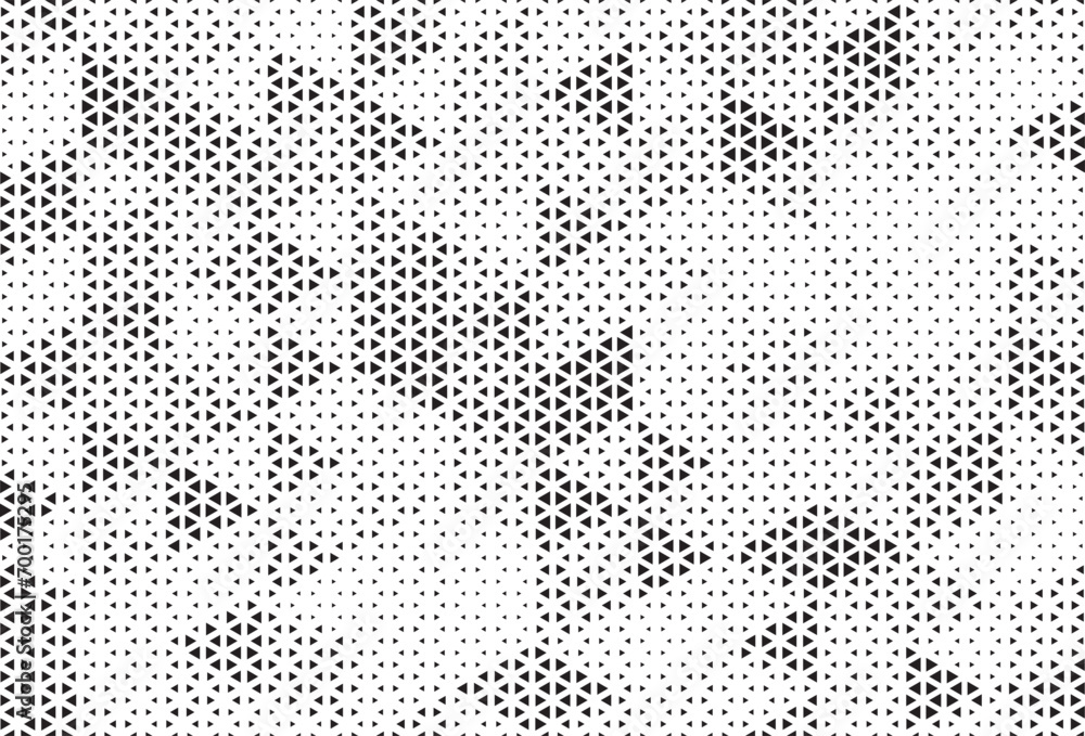 Fototapete Abstract triangular halftone texture vector geometric Background. Halftone triangles retro grunge pattern. Minimal 80s style dynamic structure wallpaper
