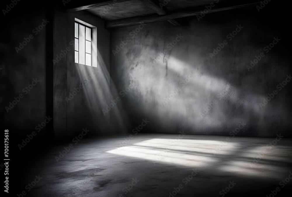 Poster Dark concrete empty room. Modern architecture design. Dark Concrete Wall Architecture